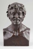 Augustín Querol Subirats1860 Tortosa - 1909 Madrid - "Bacchus" - Bronze. Braun und olivgrün