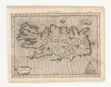 Kupferstecher des 17. Jahrhunderts- "Islandia" - Kupferstich. 18 x 25 cm. 21,5 x 27,5 cm. Das