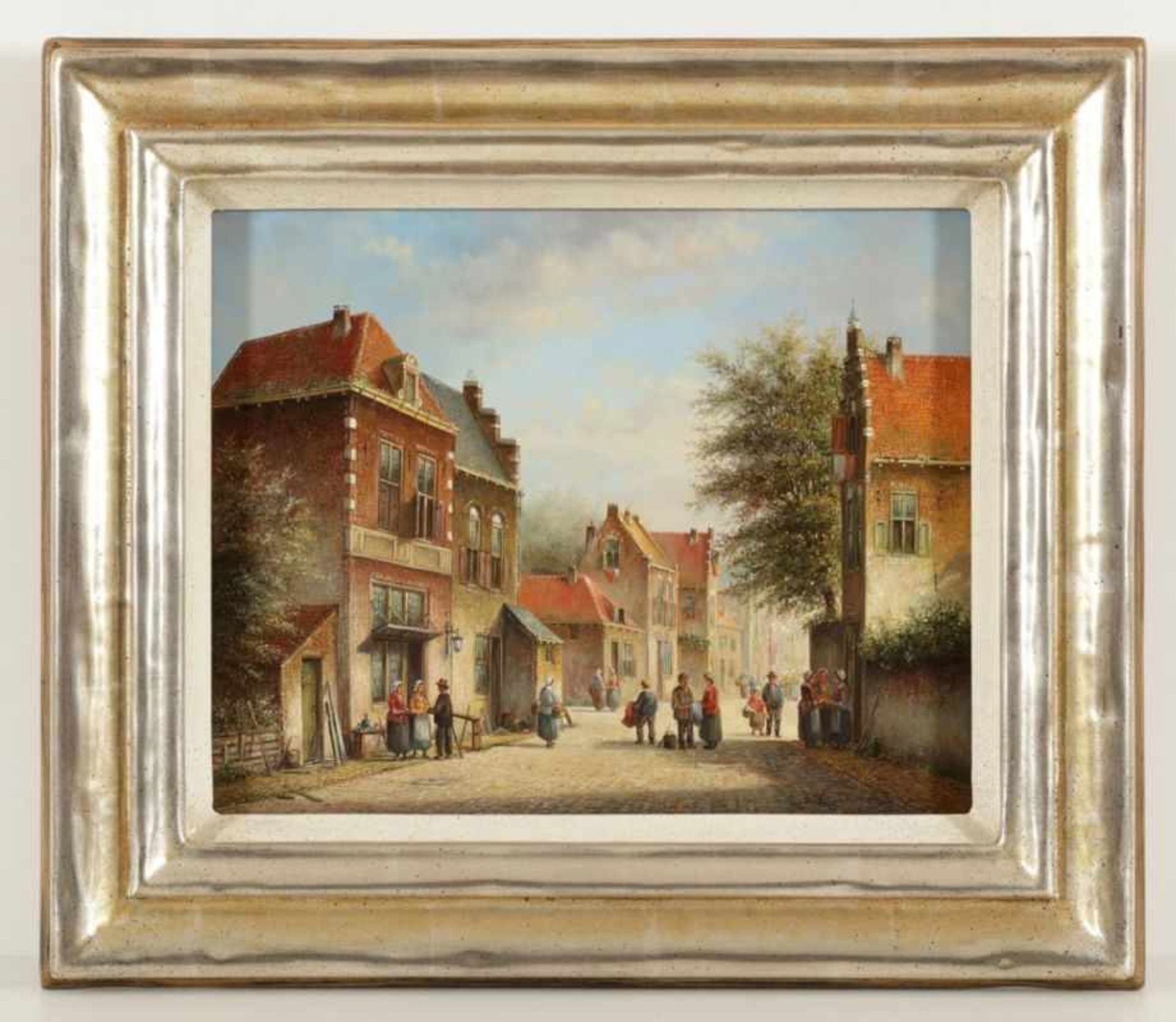 Leon Arie Feyen1947 Niederlande - Dorfstraße - Öl/Holz. 24 x 30 cm. Sign. r. u.: L. A. Feyen. - Bild 2 aus 2