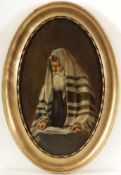 Isidor Kaufmann1853 Arad - 1921 Wien attr. - Rabbi mit Gebetsschal - Öl/Lwd. auf Karton. 41,5 x 25