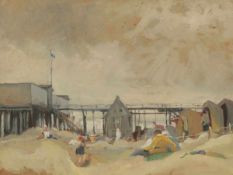 Künstler des 20. Jahrhunderts- Am Strand - Gouache/Papier. 47 x 67 cm (Passepartoutausschnitt).