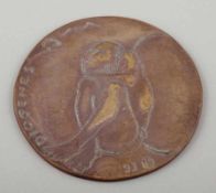 Waldemar Otto1929 Petrikau/Polen - Plakette "Diogenes" - Bronze. Braun patiniert. D. 9 cm. Unten