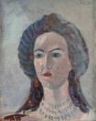 Mikhail Larionov1881 Tiraspol - 1964 Fontenay-aux-Roses attr. - Bildnis einer Frau - Öl/Lwd. 33,3
