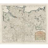 Isaak Tirion1705 Utrecht - 1765 Amsterdam - "Carta del Circolo di Sassonia Inferiore" - Kolor.