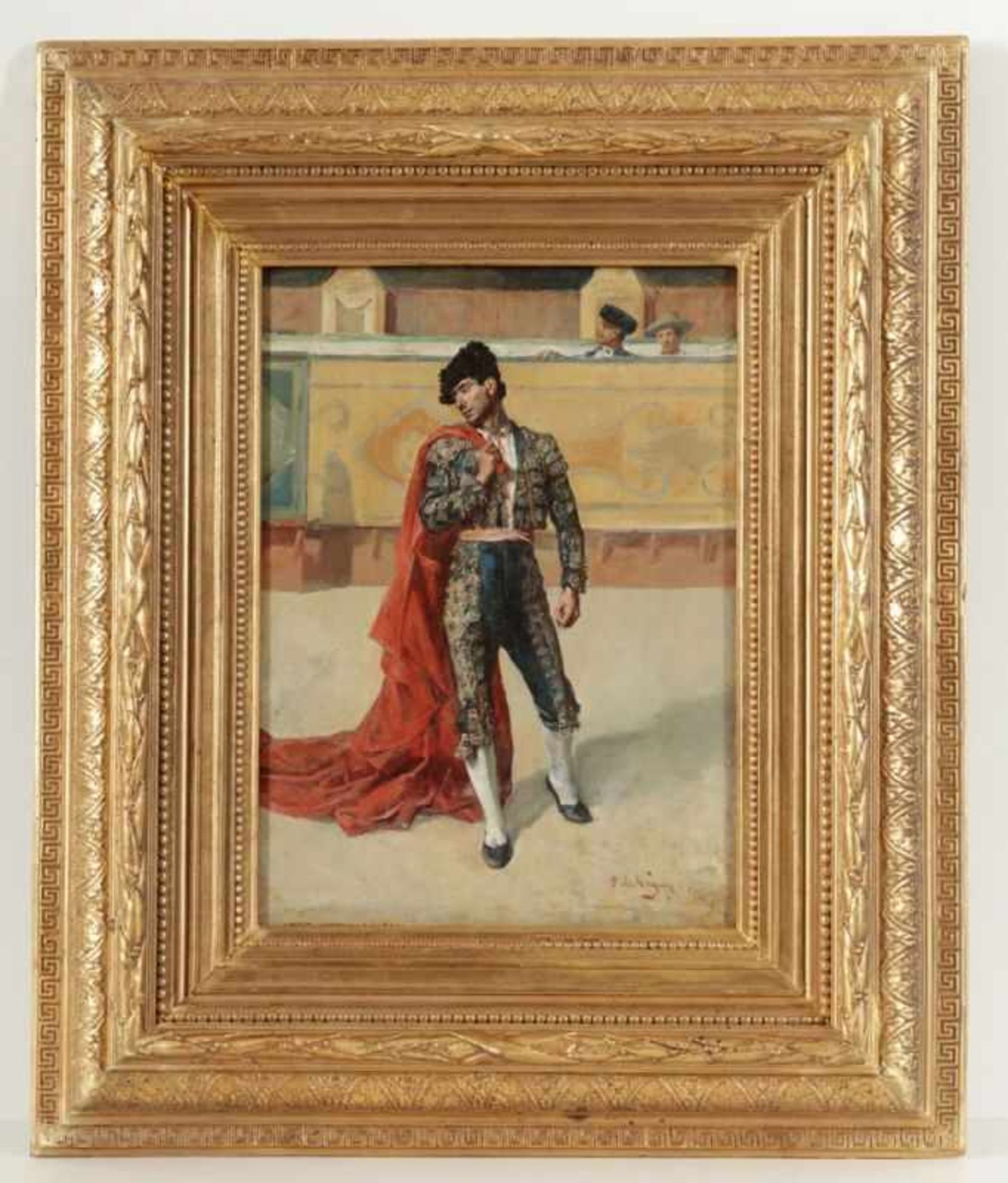 Pedro vega y Munoz1840 - 1882 Spanien - Stierkämpfer/Torero in einer Arena - Öl/Holz. 32 x 23 cm. - Bild 2 aus 2