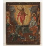 IkoneRussland, 19. Jahrhundert. - "Auferstehung Christi" - Tempera/Holz. 32,5 x 27 cm. Zwei (