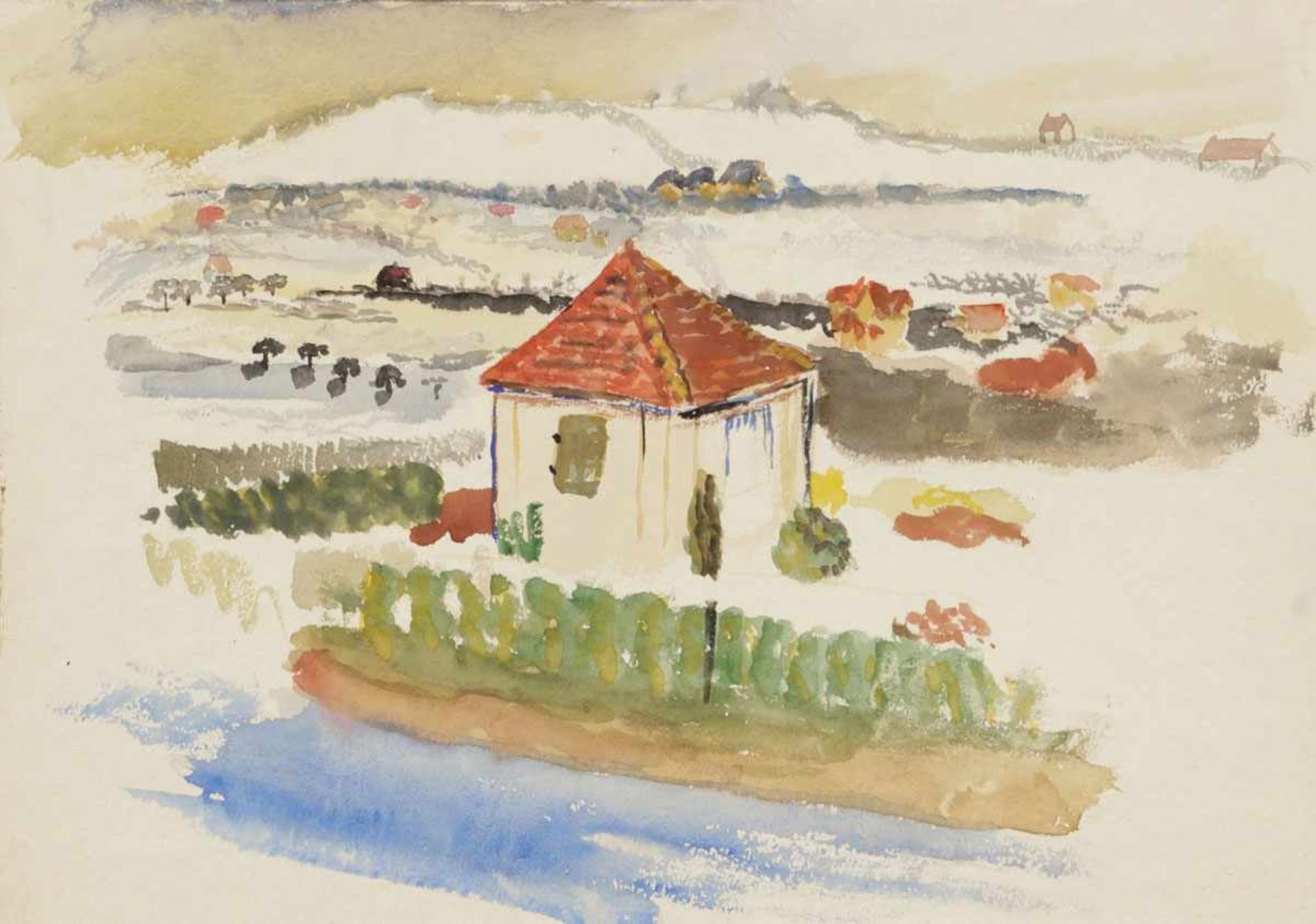 Gustave Cariot1872 Paris - 1950 Mandres - Landschaft mit Häusern - Aquarell/Karton. 22,5 x 33,8 - Image 2 of 2