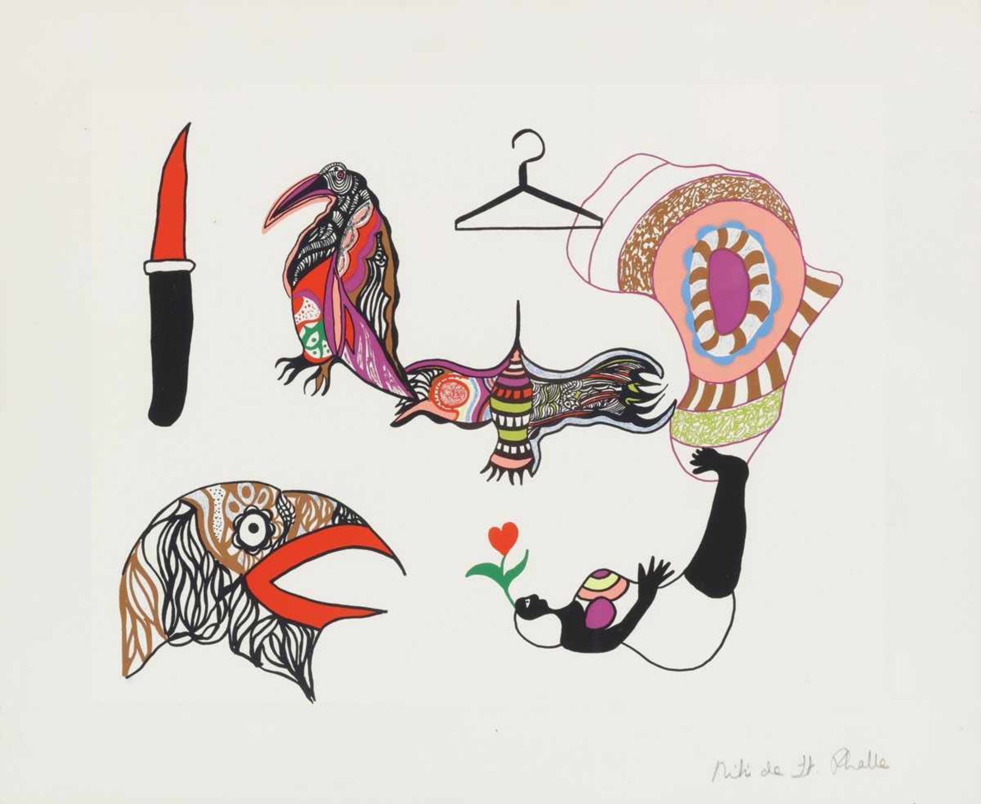 Niki de Saint Phalle1930 Neuilly-sur-Seine - 2002 San Diego - "Afrika" - Farbserigrafie/Papier. 32 x