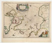 Guljelmus Blaeu1571 - 1638 - "Regiones Svb Polo Arctico" - Kolor. Kupferstich. Mittelfalz. 41 x 52,5