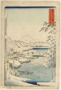 Utagawa HiroshigeEdo 1797 - 1858 - "Sukiya-gashi in Edo" - Farbholzschnitt. 33,5 x 22 cm. 37 x 25