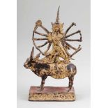 Shiva auf dem StierThailand, Bangkok Periode. Bronze. Vergoldet. H. 20 cm. Shiva ist einer der