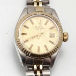 Rolex-DamenarmbanduhrFa. Rolex, Swiss. Modell: Oyster Perpetual Date . Edelstahl und 750er GG,