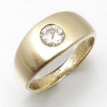 Ring mit Brillant585/- Gelbgold, gestempelt. Gewicht: 5,5g. 1 Brillant ca. 0,53 ct (w/p).