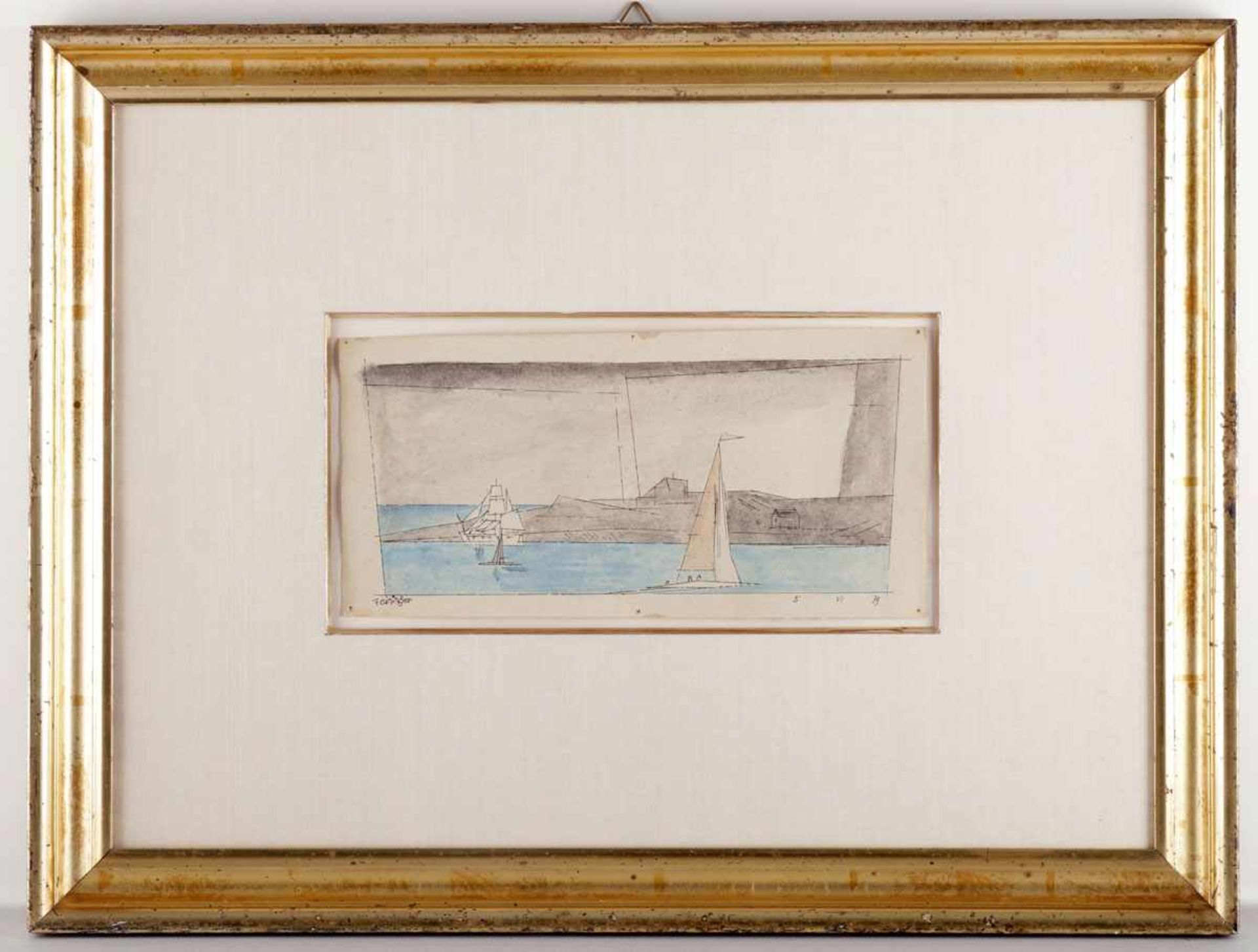 Lyonel Feininger1871 New York - 1956 New York - Flussmündung - Aquarell über Tuschfeder/Papier. 12,8 - Image 3 of 4