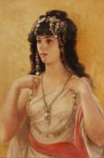 Künstler des 19. Jahrhunderts- Junge Frau in orientalischer Tracht - Öl/Lwd. 85,5 x 60 cm. Rahmen.