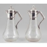 Seltenes Paar Jugendstil KaraffenKoch & Bergfeld/Bremen um 1900. 800er Silber. Glas. Punzen: