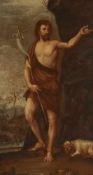 Künstler des 18. Jahrhunderts- Johannes der Täufer - Öl/Holz. 32 x 20 cm. Rahmen. Rest. Minimale