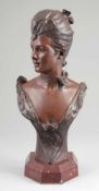 Georges van der Straeten1856 Gent - 1928 Paris - Büste einer Dame mit Schleife im Haar - Bronze.