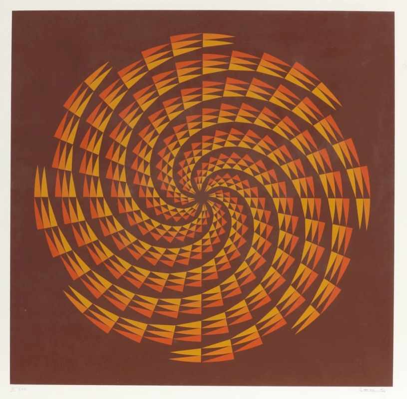 Ruth Klausch1926 Berlin - lebt in Langenhagen - "Spiralkomposition" - Farbserigrafie/Papier. III/75.