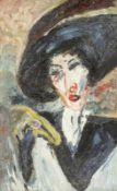 Künstler des 20. Jahrhunderts- Damenbildnis - Öl/Malkarton. 38 x 25,5 cm. Rahmen. In pastosem