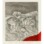 Maxim Kantor1957 Moskau - "Schlaf unter der roten Bettdecke" (aus: Ödland. Ein Atlas) - Radierung,
