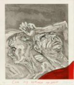 Maxim Kantor1957 Moskau - "Schlaf unter der roten Bettdecke" (aus: Ödland. Ein Atlas) - Radierung,