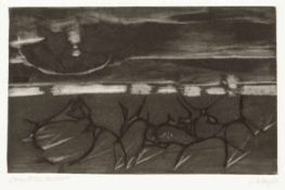 Olaf KayKünstler des 20. Jahrhunderts - "Strand bei Nacht" - Radierung/Papier. 13,2 x 22 cm, 47,3