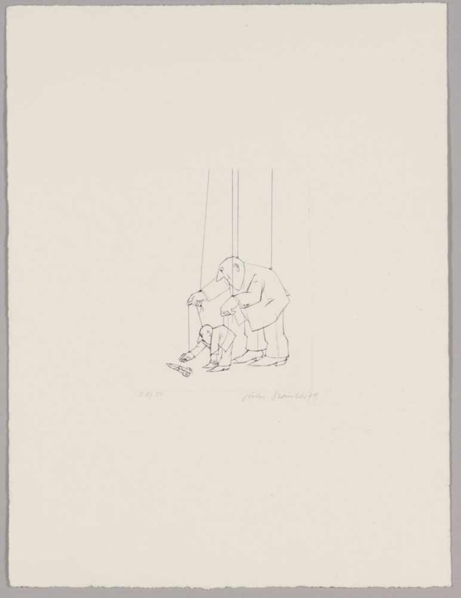 Künstler des 20. Jahrhunderts- Marionetten - Radierung/Papier. 28/50. 13,5 x 10,5 cm, 35 x 26,5 - Bild 3 aus 3