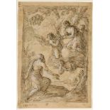 Luigi Rodriguez1570 Messina - 1609 Neapel - Erleuchtungsszene - Tusche, laviert weißgehöht/Papier.