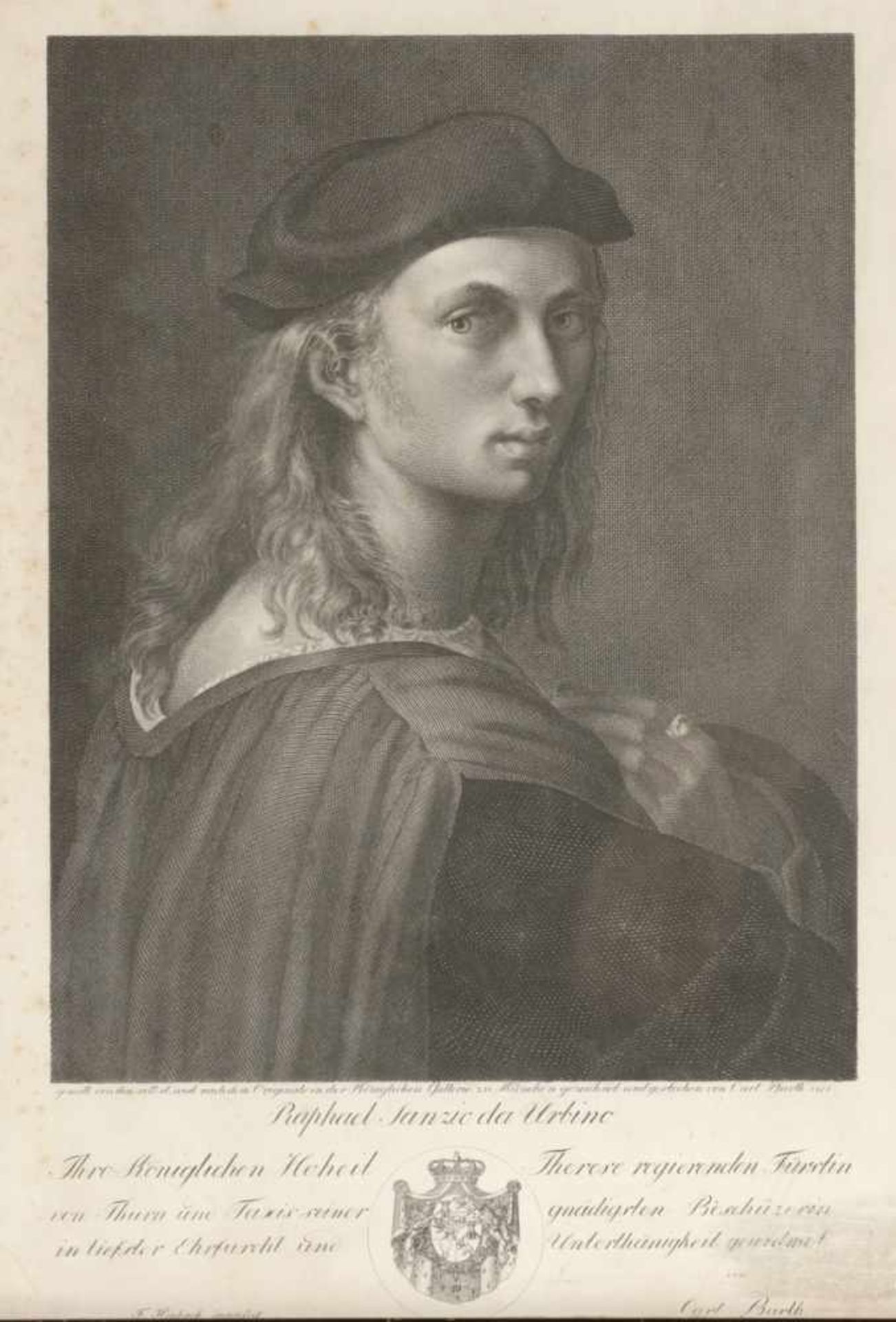 Carl Barth1787 Eisfeld - 1853 Kassel - "Raphael" - Kupferstich. 34 x 26 cm. In der Platte bez. Unter