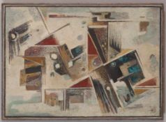 Gerhard Keller1905 - 1984 - Kubistische Komposition - Öl/Hartfaser. 30,5 x 22 cm. Monogr. und dat.