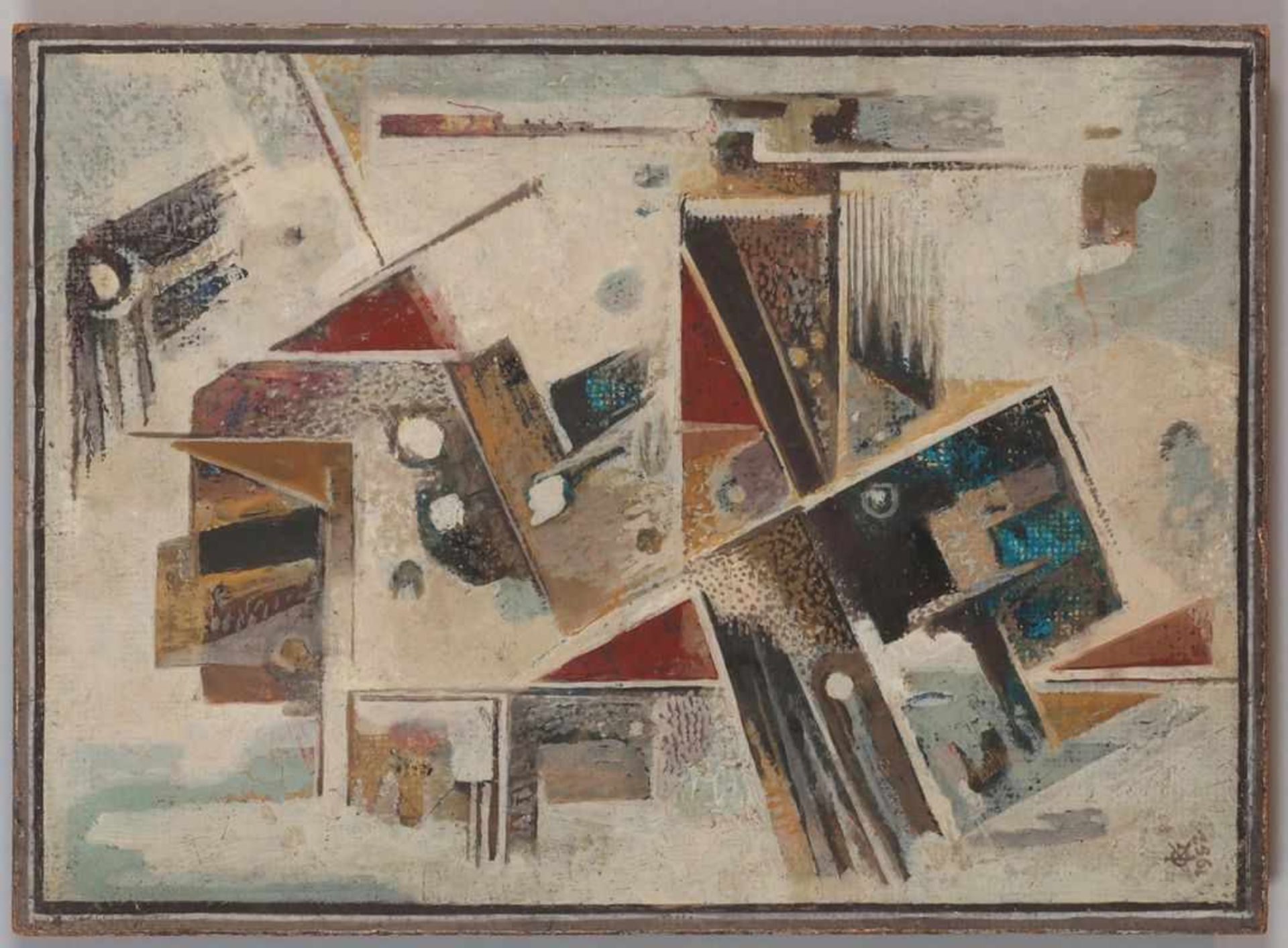 Gerhard Keller1905 - 1984 - Kubistische Komposition - Öl/Hartfaser. 30,5 x 22 cm. Monogr. und dat.