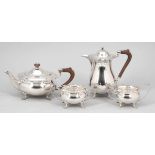 4tlg. Kaffee- und TeeserviceBirminigham/England, um 1909/10. 925er Silber. Punzen: Herst.-Marke,