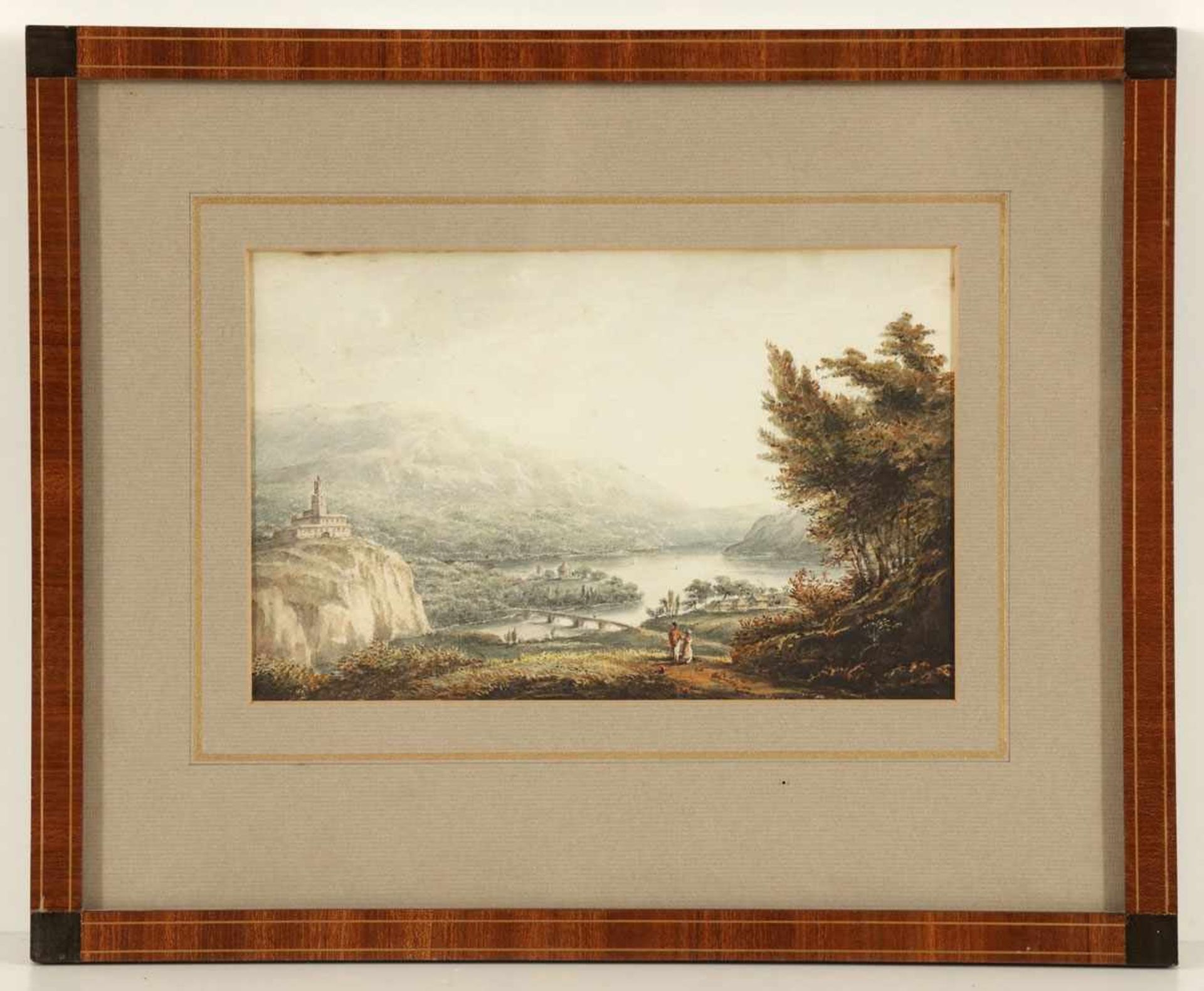 Künstler des 19. Jahrhundertca. um 1840 - Italienische Landschaft - Aquarell/Papier. 13 x 20 cm ( - Bild 2 aus 2
