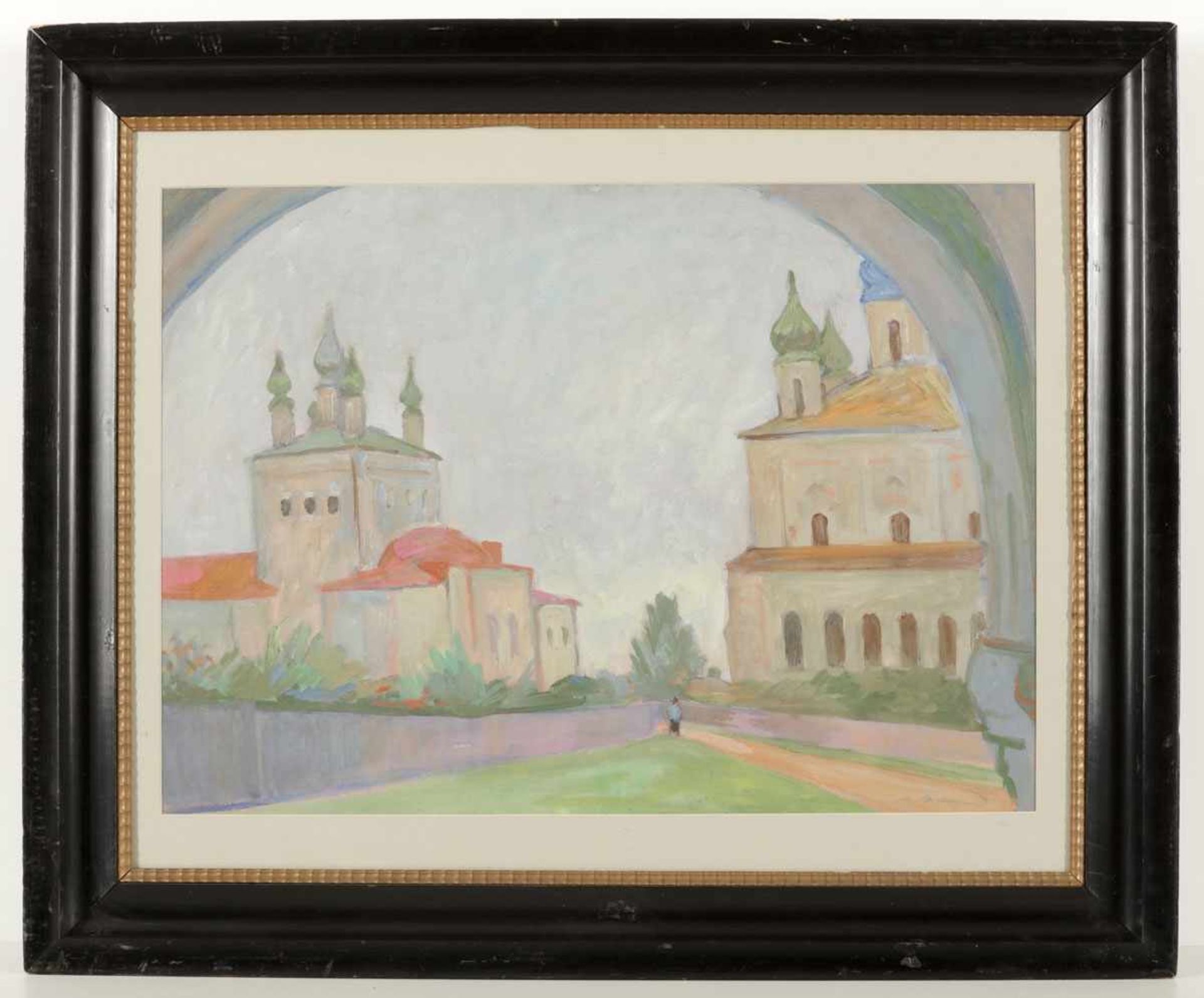 Meer Akselrod1902 Maladsetschna - 1970 Moskau - Klosteranlage - Gouache/Papier. 49,8 x 69,5 cm ( - Bild 2 aus 2
