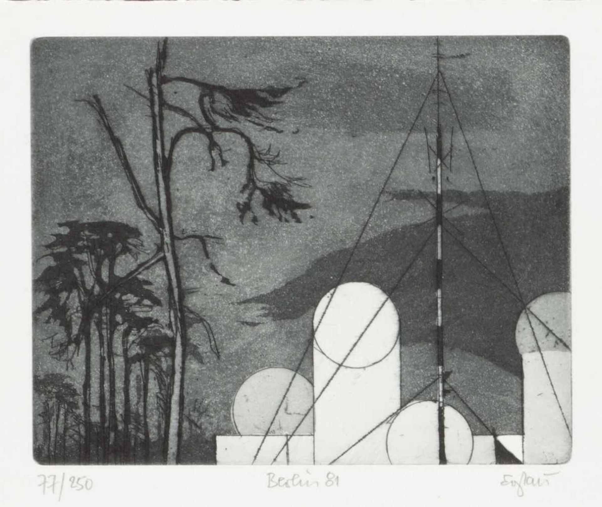 Otto Eglau1917 Berlin - 1988 Kampen - "Himalaya III" - Farbradierung/Papier. 16/50. 19 x 19 cm, 34,8 - Bild 3 aus 3