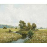 Henry Gundlach1884 Tarkastad (Südafrika) - 1965 - Sommerliche Wiesenlandschaft - Öl/Lwd. 50 x 60 cm.