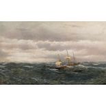 David James1853 - 1904 - Dreimaster in stürmischer See - Öl/Lwd. 77 x 127 cm. Sign. und dat. l.