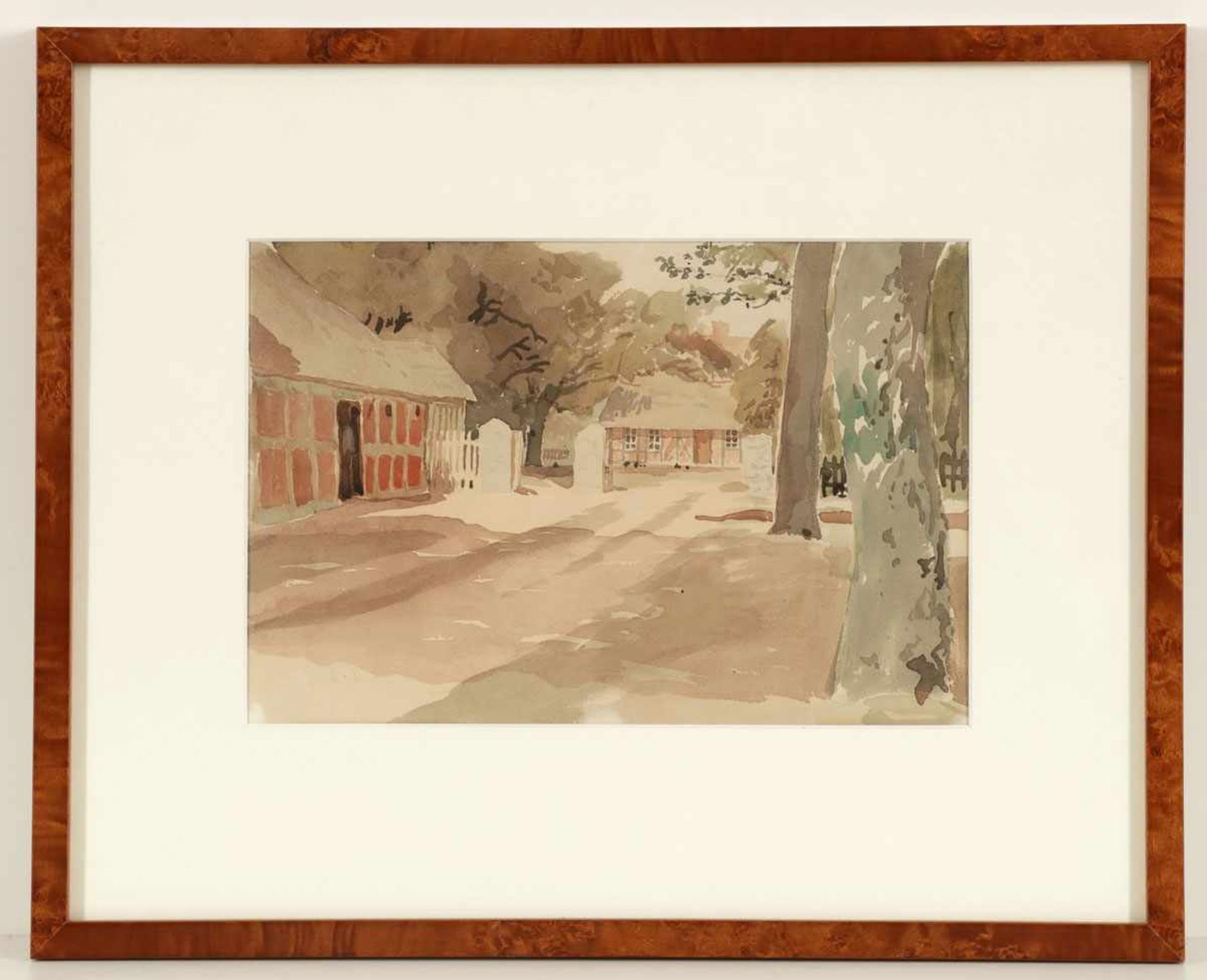 Künstler des 20. Jahrhunderts- Bauernhof - Aquarell/Papier. 19,3 29 cm (Passepartoutausschnitt). - Image 2 of 2