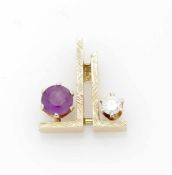 Anhänger mit Amethyst und Brillant585er GG, gestemp. Punze: K. 1 Brillant ca. 0,20 ct. (w/pI). 1