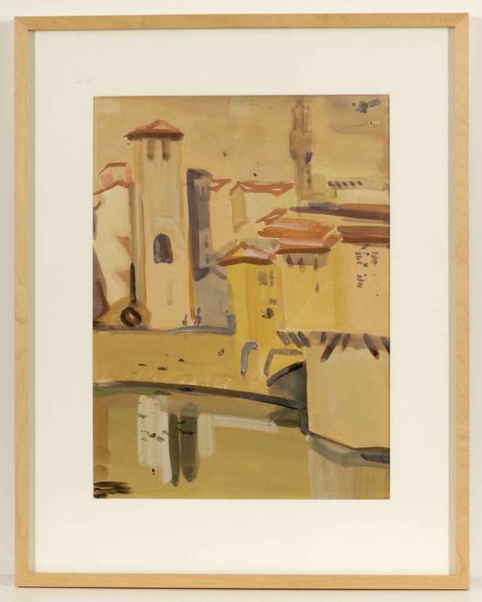 Erich Grün1915 Pxschminskoje/Sibirien - 2009 Hannover - "Florenz" - Aquarell/Papier. 58 x 43 cm ( - Image 2 of 2