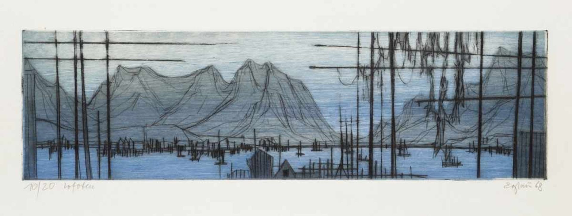 Otto Eglau1917 Berlin - 1988 Kampen - "Himalaya III" - Farbradierung/Papier. 16/50. 19 x 19 cm, 34,8 - Bild 2 aus 3
