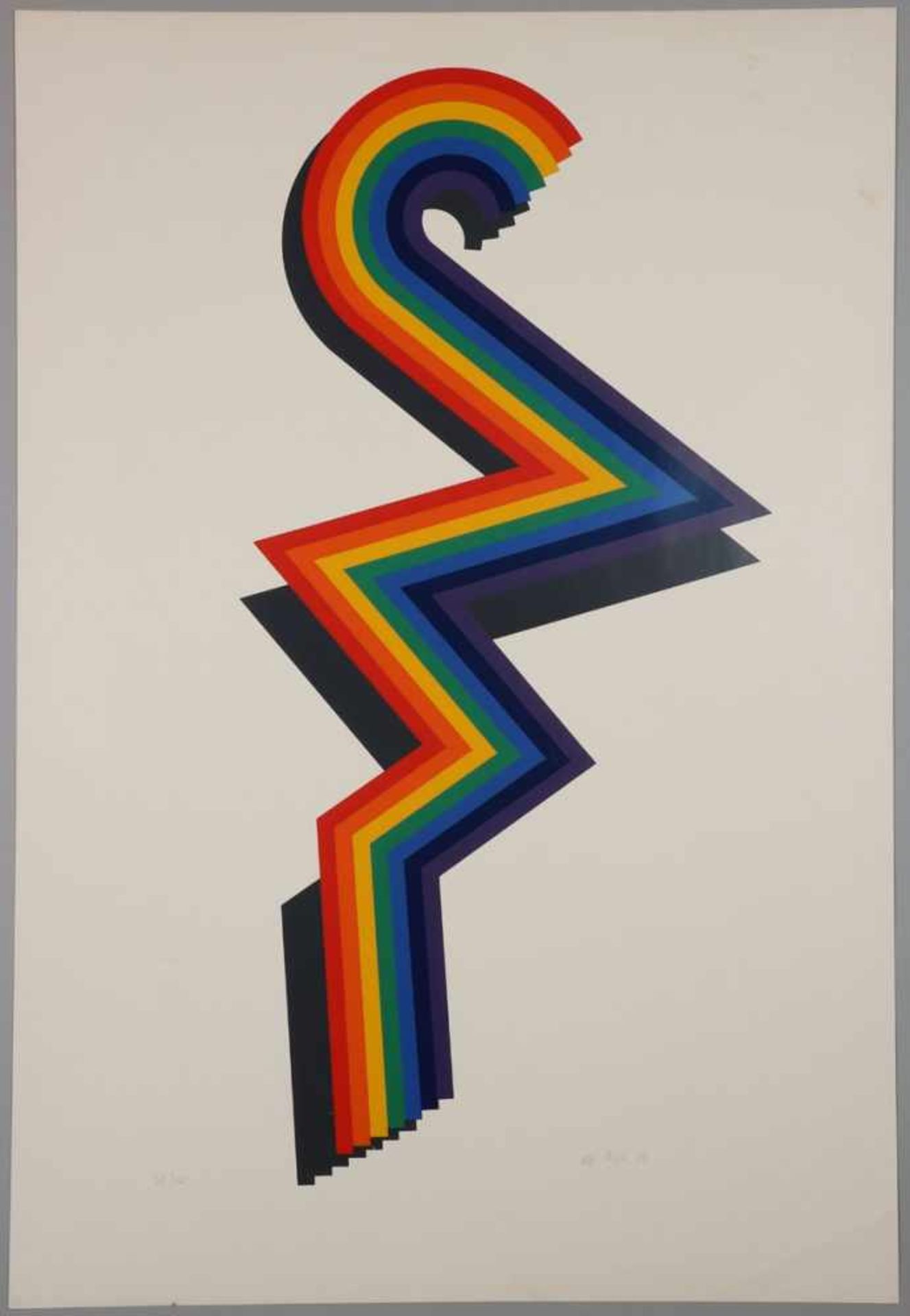 Lucio del Pezzo1933 Neapel - "Zig Zag" - Farbserigrafie/Papier. 64/120. 66 x 31,2 cm, 76 x 51 cm.