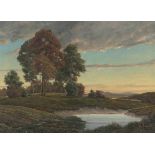 Hans Peter Koken1886 Hannover - 1957 Hannover - Landschaft mit Flußlauf - Öl/Lwd. 50,5 x 71 cm.