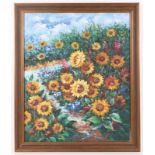 KirchnerKünstler des 20. Jahrhunderts - Sonnenblumen - Öl/Lwd. auf Hartfaser. 61 x 51 cm. Sign. r.