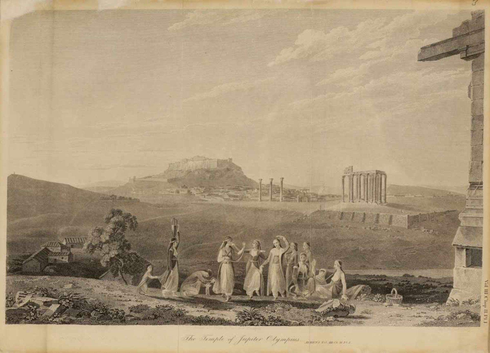 Thomas Medlandca. 1765 - 1833 nach - "The Temple of Jupiter Olympius" - Kupferstich. Falze. 30 x