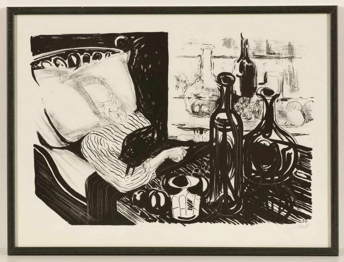 Karl Kluth1898 Halle/Saale - 1972 Hamburg - Kranker Alter - Lithografie/Papier. 35 x 50 cm, 42,5 x - Image 2 of 2