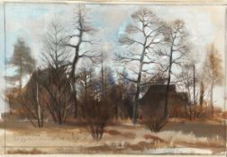 Künstler des 20. Jahrhunderts- Winterlandschaft - Tempera/Papier. 24,5 x 37 cm. Undeutl. bez. und