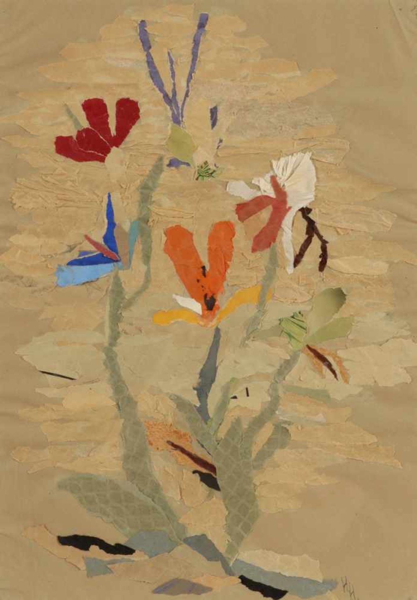 Heidi HannelKünstlerin des 20. Jahrhunderts. - Blumen - Collage/Papier. 57,4 x 40 cm (