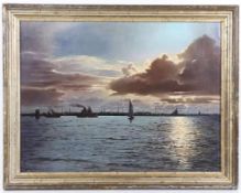 Künstler des 19. Jahrhunderts.- Stralsund - Öl/Lwd. 46 x 61 cm. Rahmen. Abplatzungen. Farbverlust an
